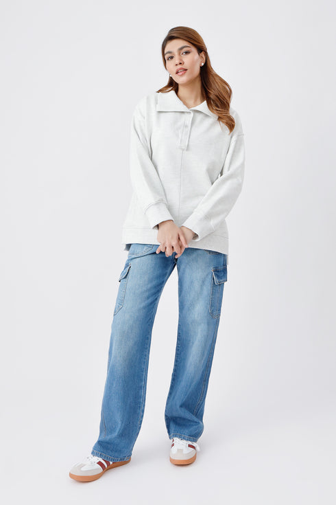 The Heather Grey Extreme Oversized Mock Neck